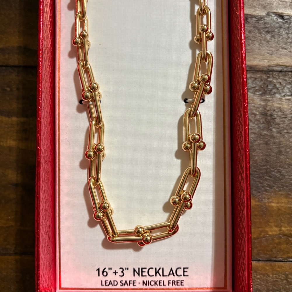 House of Harlow 1960 Connecting U Ball Gold Tone Necklace NWT
